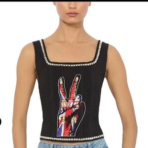 Alice + Olivia Breslin Band Tee Corset Top